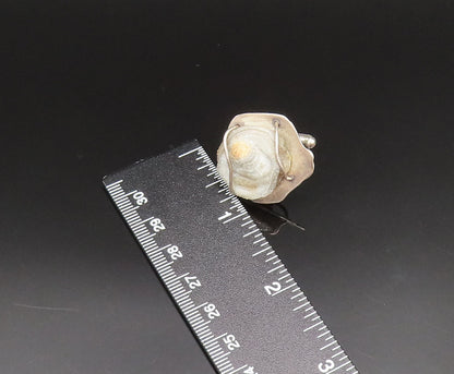 925 Sterling Silver  Vintage Carved Drusy Quartz Seashell Cufflinks  TR3353