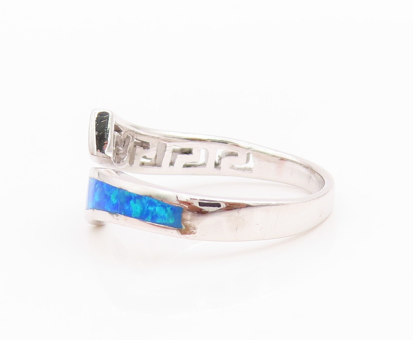 925 Sterling Silver Vintage Ring Designer Fire Opal Maze Key Cut  Sz 10  RG33209