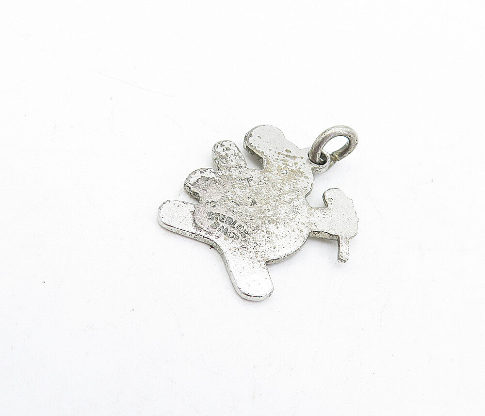 925 Sterling Silver Vintage Enamel Carnaval De Quebec Snowman Pendant PT3625