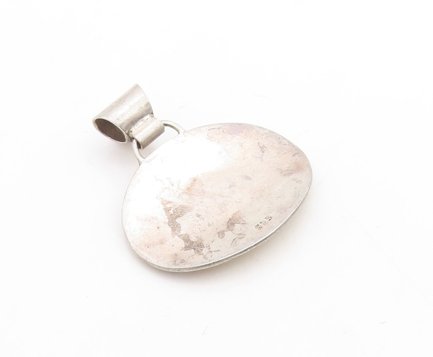 925 Sterling Silver Vintage Pendant Dark Tone Antique Design Carved   PT23731