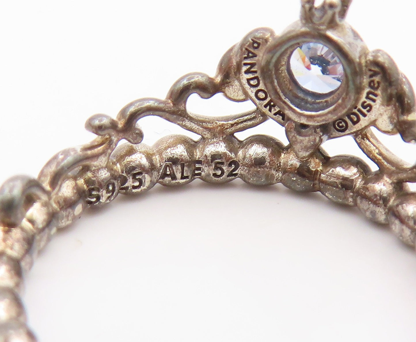 925 Sterling Silver Vintage Ring PANDORA CZ Disney Princess Crown  Sz 6  RG35453