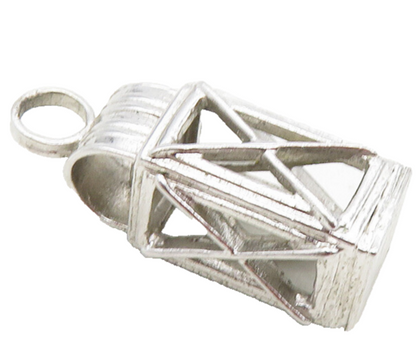 925 Sterling Silver  Vintage Petite Figure In Booth Cage Drop Pendant  PT7359