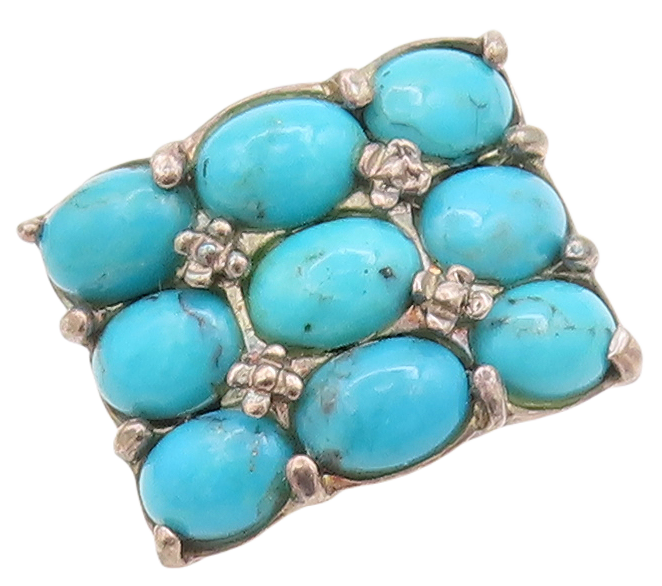 925 Sterling Silver Vintage Ring Cabochon Oval Blue Turquoise  Sz 8  RG29441