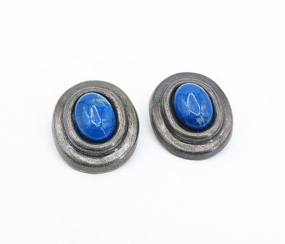 MEXICO 925 Sterling Silver  Vintage Blue Howlite Non Pierce Earrings  EG2240