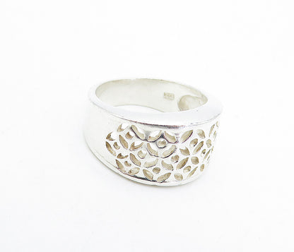 925 Sterling Silver  Vintage Polished Cutout Pattern Band Ring Sz 6  RG4756