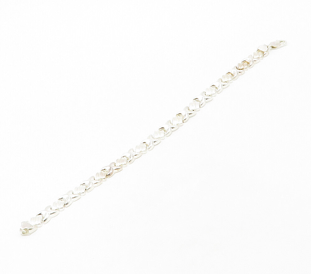 925 Sterling Silver  Shiny XO Hugs & Kisses Hinge Chain Bracelet  BT6562