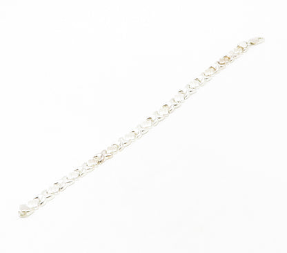 925 Sterling Silver  Shiny XO Hugs & Kisses Hinge Chain Bracelet  BT6562