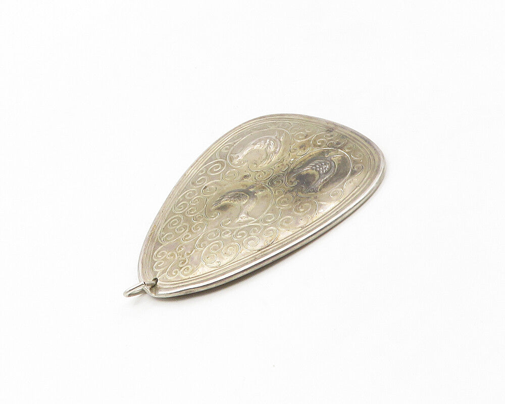 TOWLE 925 Sterling Silver   Vintage Floral Swirl Hen Pattern Pendant  PT13818