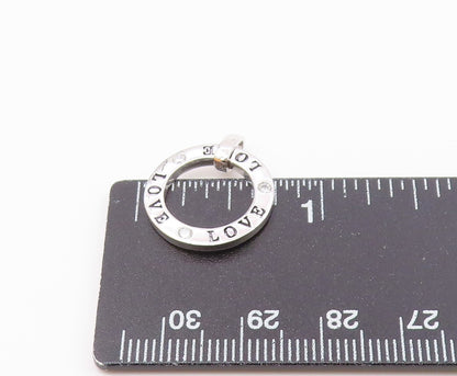925 Sterling Silver   Vintage Cubic Zirconia Love Stamped Pendant  PT18264
