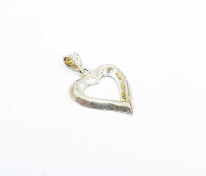 925 Sterling Silver  Vintage Petite Minimalist Open Love Heart Pendant  PT2646