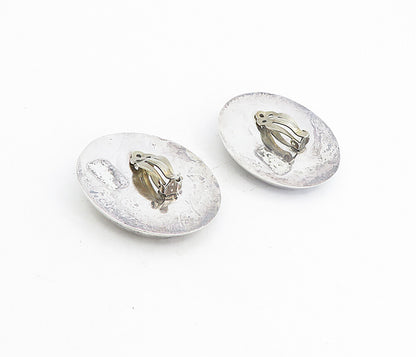 MEXICO 925 Silver Vintage Shiny Round Dome Non Pierce Drop Earrings  EG4405