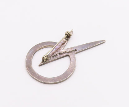 MEXICO 925 Silver  Vintage Open Circle & Pointed Ends Brooch Pin  BP9680