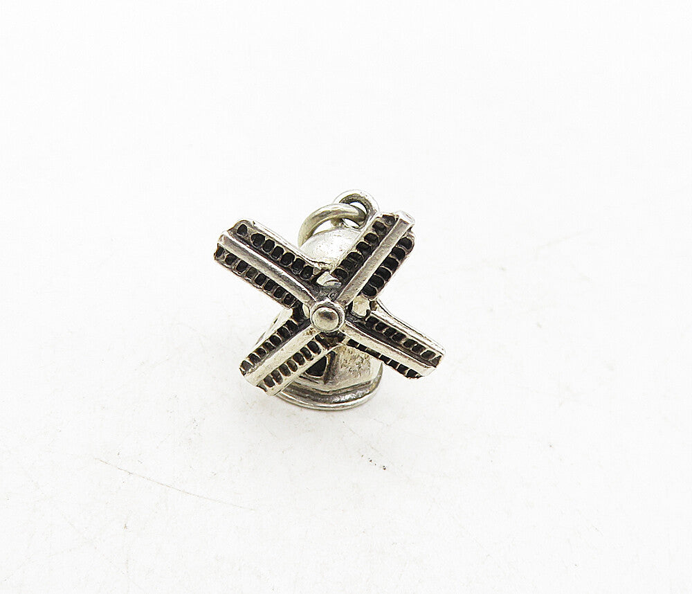 BEAU 925 Sterling Silver  Vintage Petite Spinning Windmill Pendant  PT6961