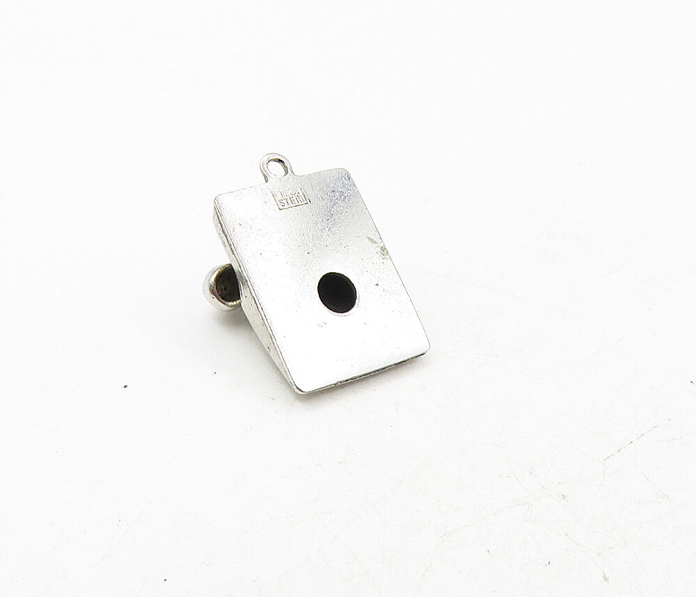 925 Sterling Silver  Vintage Shiny Old Fashioned Telephone Pendant  PT6575
