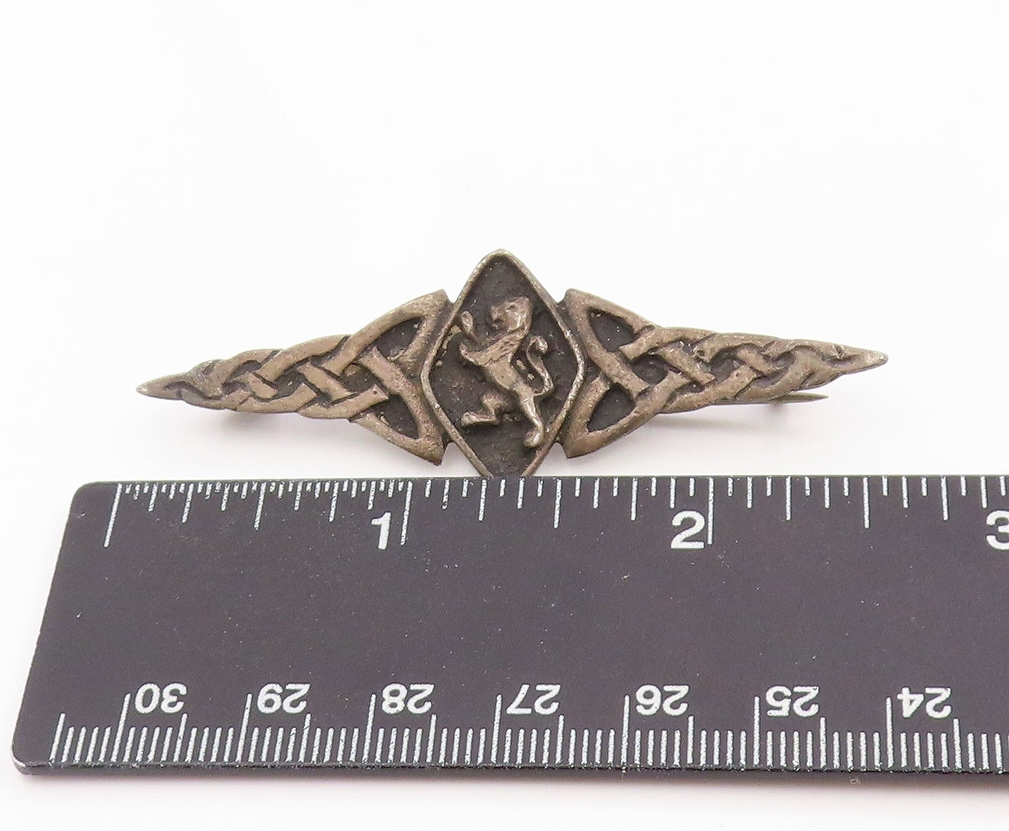 925 Sterling Silver Vintage Brooch Classic Celtic Knot Lion Crest Pin  BP12484