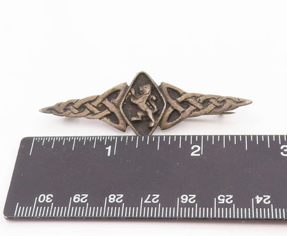925 Sterling Silver Vintage Brooch Classic Celtic Knot Lion Crest Pin  BP12484