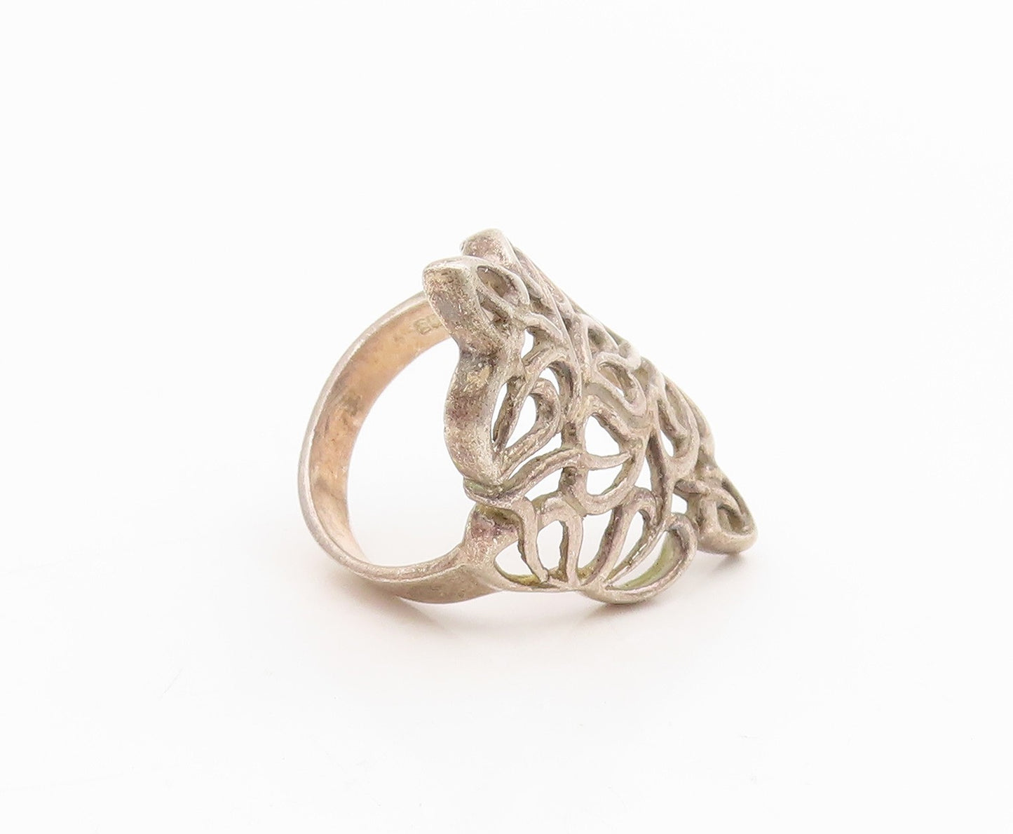 925 Sterling Silver Vintage Ring Open Celtic Knotwork Floral Band  Sz 7  RG34347