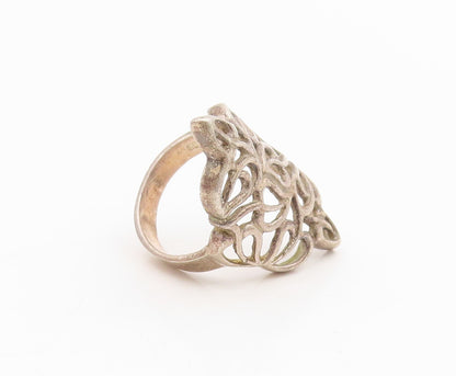 925 Sterling Silver Vintage Ring Open Celtic Knotwork Floral Band  Sz 7  RG34347