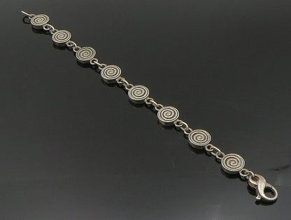 925 Sterling Silver  Vintage Engraved Spiral Pattern Chain Bracelet  BT9405