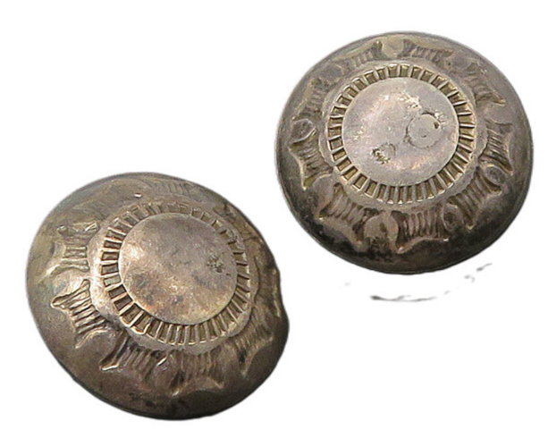 925 Sterling Silver Vintage Etched Dome Non Pierce Earrings EG11014
