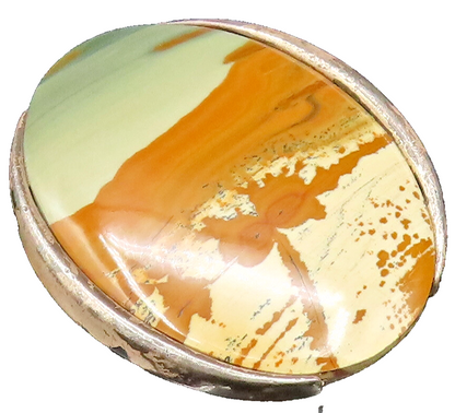 925 Sterling Silver  Vintage Unique Oval Owyhee Picture Jasper Brooch Pin BP9974