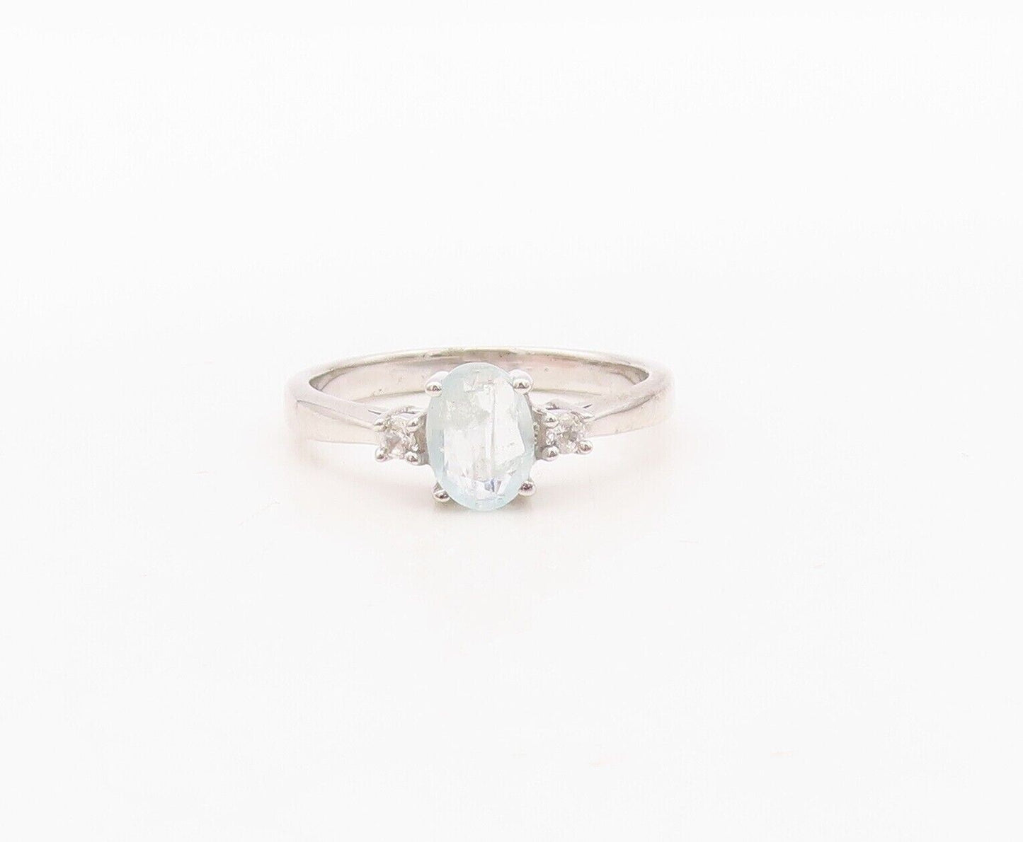 925 Sterling Silver Vintage Ring Minimalist Round & Oval Cut Topaz Sz 7  RG29940