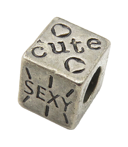 925 Sterling Silver  Vintage Smart Crazy Cute Sexy Square Bead Pendant  PT8200
