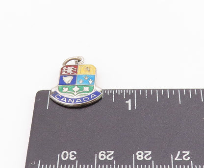 925 Sterling Silver Vintage Pendant Enameled Coat of Arms of Canada  PT24534