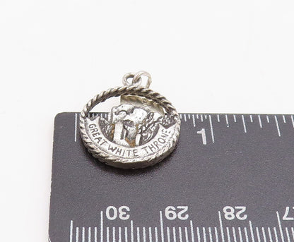 925 Sterling Silver Vintage Pendant Dark Tone Great White Throne Cutout PT23859