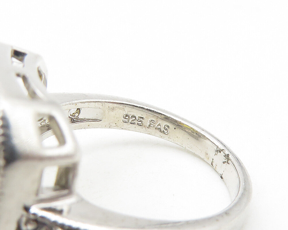 925 Sterling Silver  Yellow & White Cubic Zirconia Cocktail Ring Sz 7  RG10961