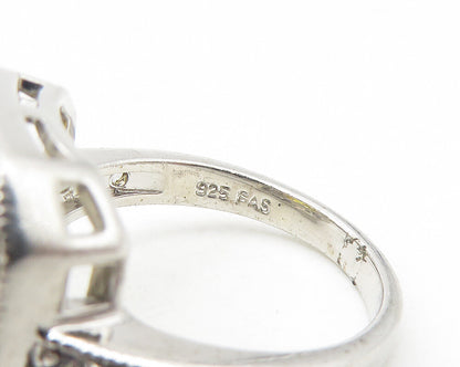 925 Sterling Silver  Yellow & White Cubic Zirconia Cocktail Ring Sz 7  RG10961