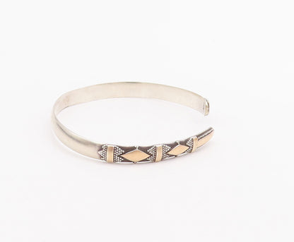 18k Gold 925 Sterling Silver Vintage Bracelet Trible Design Carved Cuff  BT10470