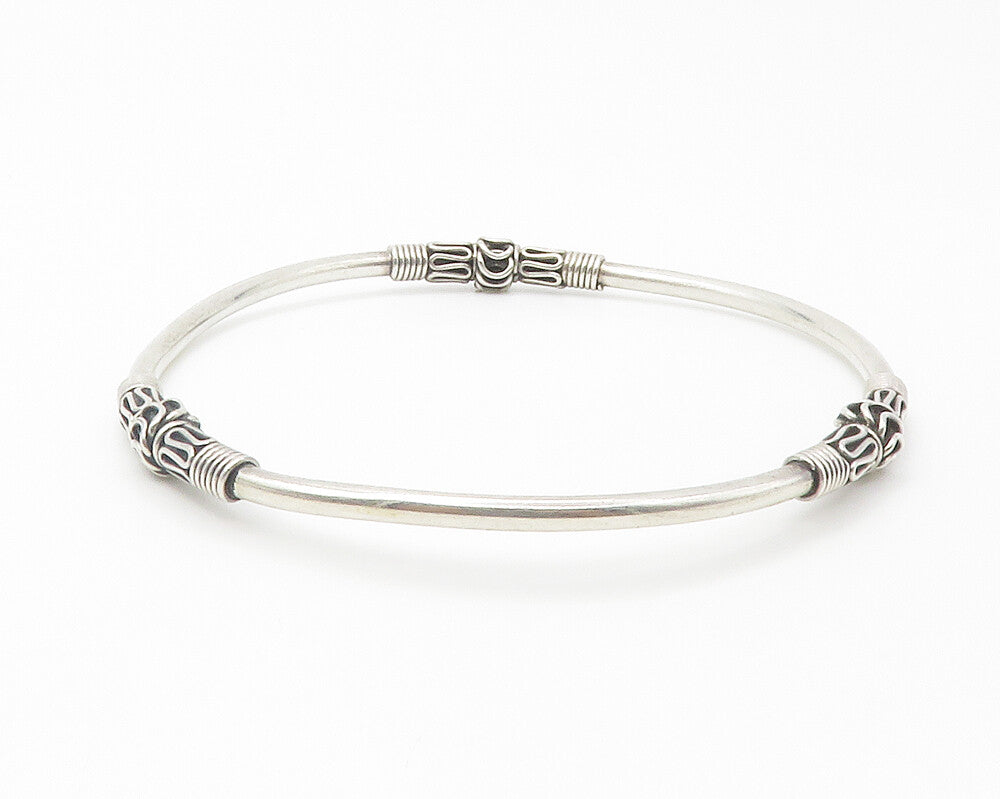BALI 925 Sterling Silver  Vintage Swirl Wrapped Pattern Bangle Bracelet BT5655