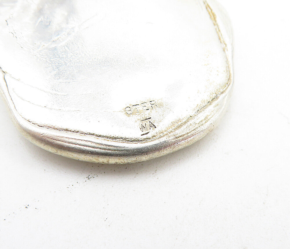 925 Sterling Silver  Vintage Raised Design Shiny Sculpted Pendant  PT5227