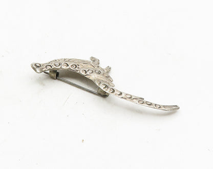 MEXICO 925 Sterling Silver  Vintage Bird Etched Detail Brooch Pin  BP4105