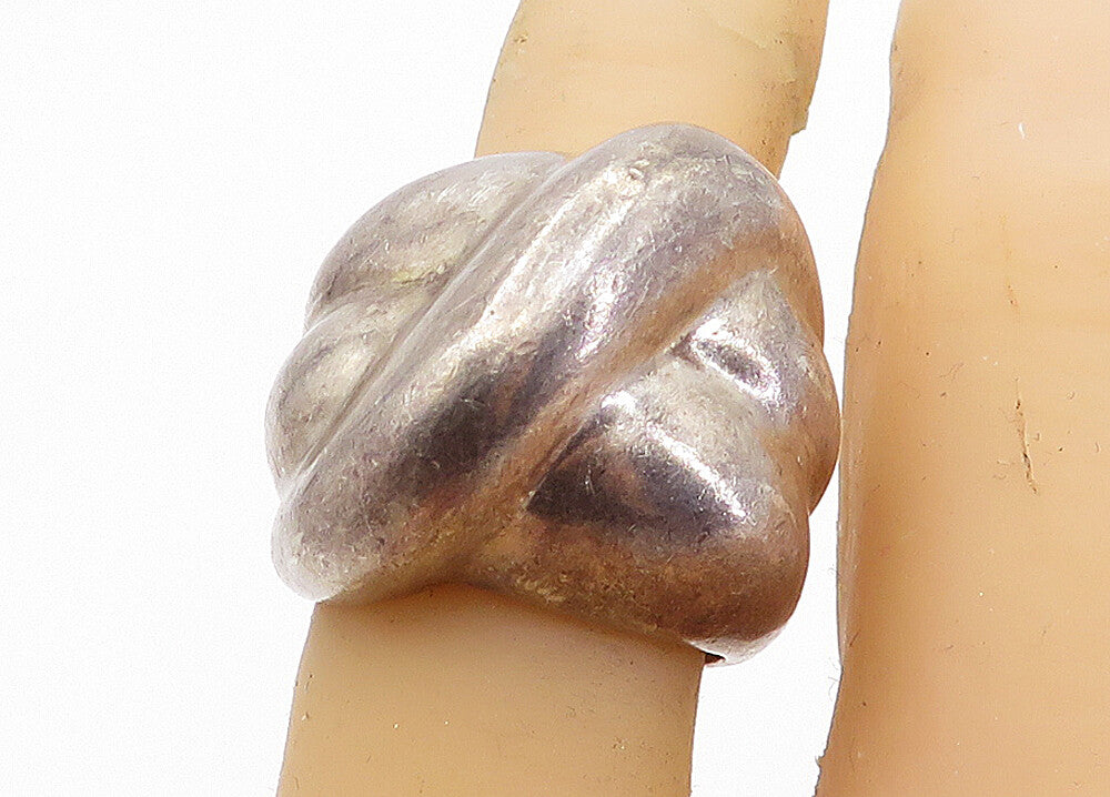 MEXICO 925 Silver  Vintage Dark Tone Fluted Bubble Band Ring Sz 6.5  RG6978