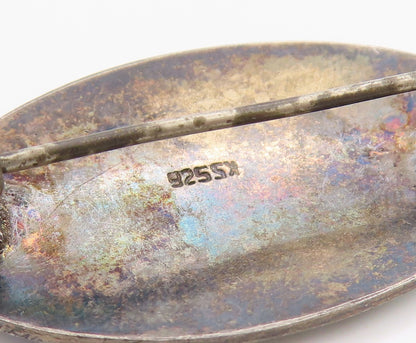 925 Sterling Silver Vintage Brooch EUROPE Enameled Winter Scenery  BP11774