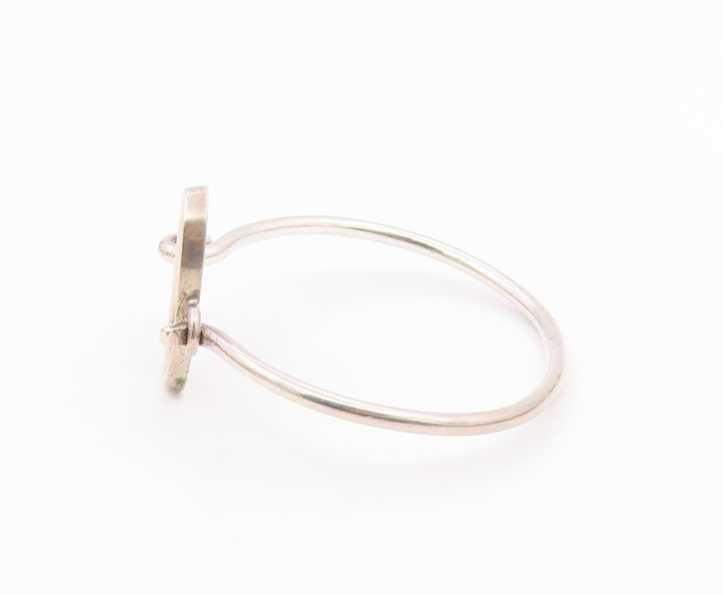 J. JILL 925 Silver  Vintage Shiny Open Oval Hook Bangle Bracelet  BT8632