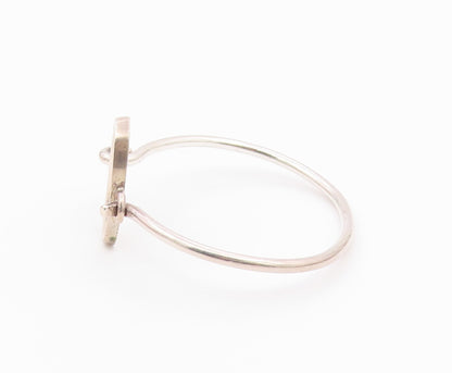 J. JILL 925 Silver  Vintage Shiny Open Oval Hook Bangle Bracelet  BT8632