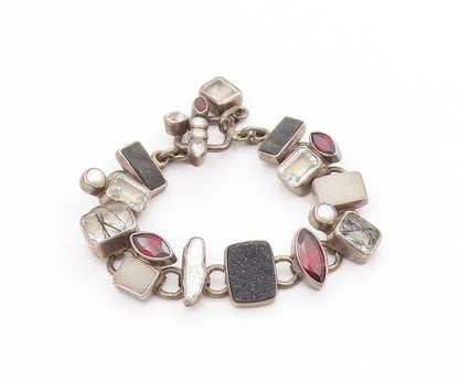 925 Sterling Silver Vintage Bracelet THE DREAMER Multi Gemstone Link  BT11677
