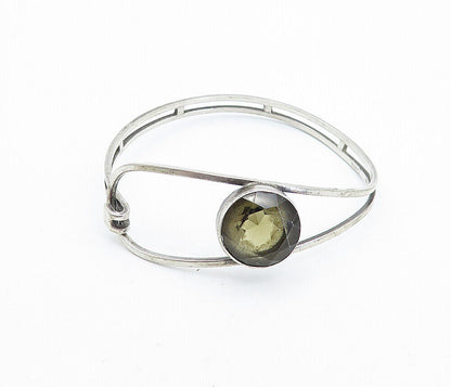 ISRAEL 925 Sterling Silver  Vintage Faceted Topaz Hook Bangle Bracelet  BT2694