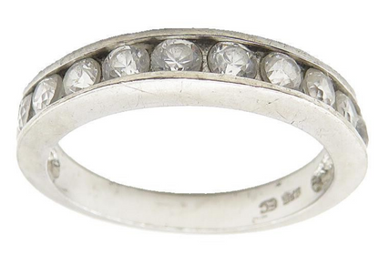 925 Sterling Silver  Cubic Zirconia Half Eternity Band Ring Sz 6  RG11586