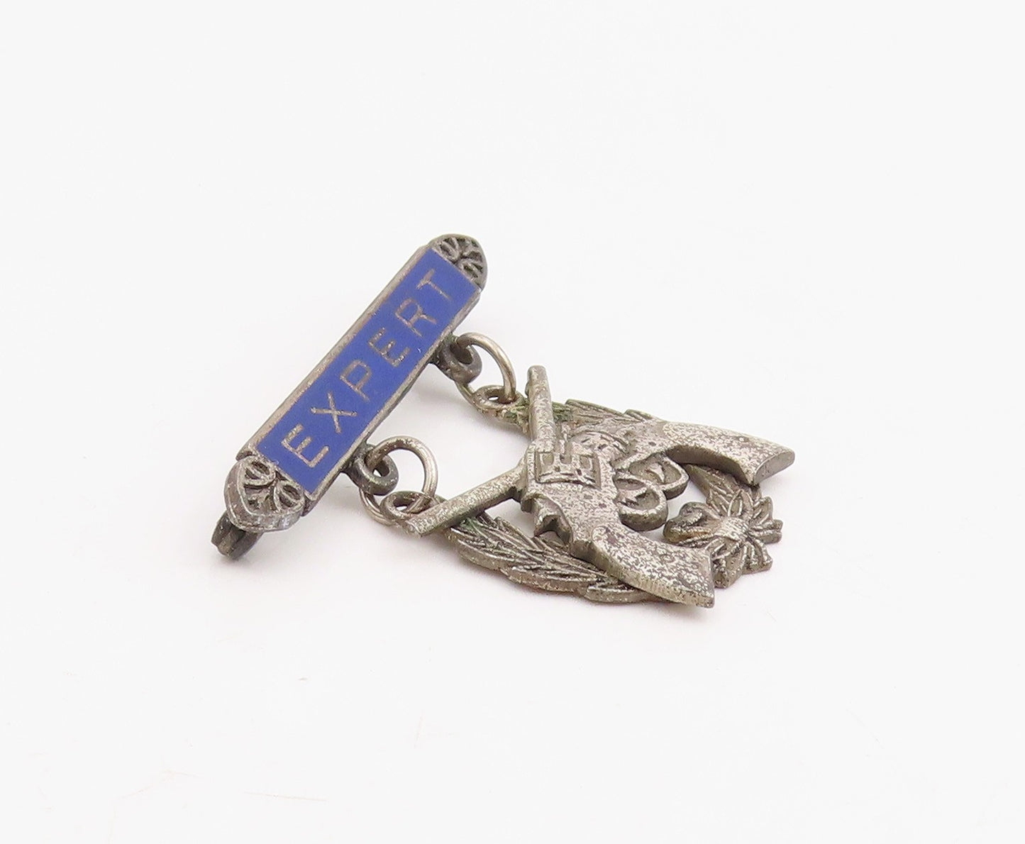 925 Sterling Silver Vintage Brooch Antique Enamel Expert Marine Pistol  BP12318