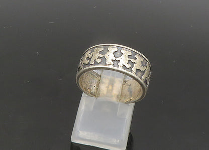 MEXICO 925 Silver  Vintage Oxidized Teddy Bears Band Ring Sz 7.5  RG21940