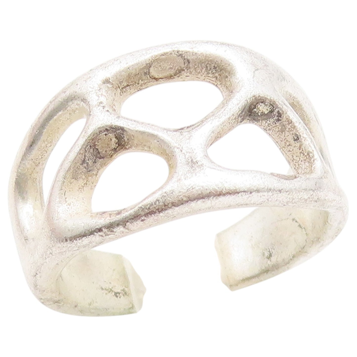 925 Sterling Silver Vintage Ring Chunky Geometric Cutout Band  Sz 7.5  RG36775