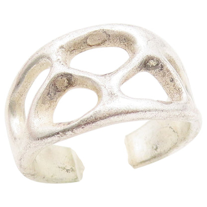 925 Sterling Silver Vintage Ring Chunky Geometric Cutout Band  Sz 7.5  RG36775