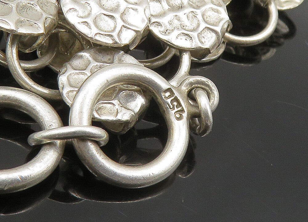 925 Sterling Silver  Vintage Shiny Round Patterned Chain Bracelet  BT9073