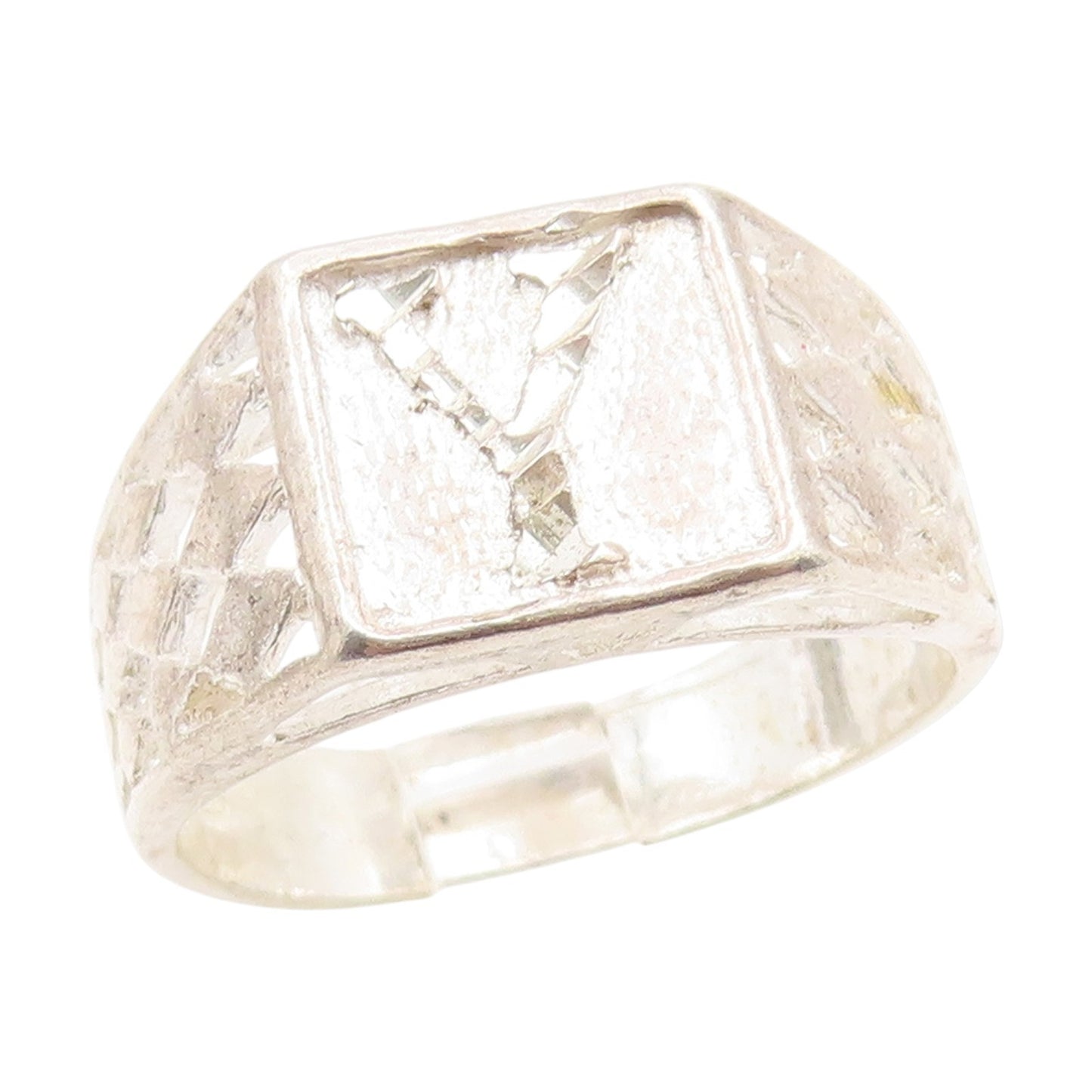 925 Sterling Silver Vintage Ring Etched Initial Y Monogram Band  Sz 11  RG34904