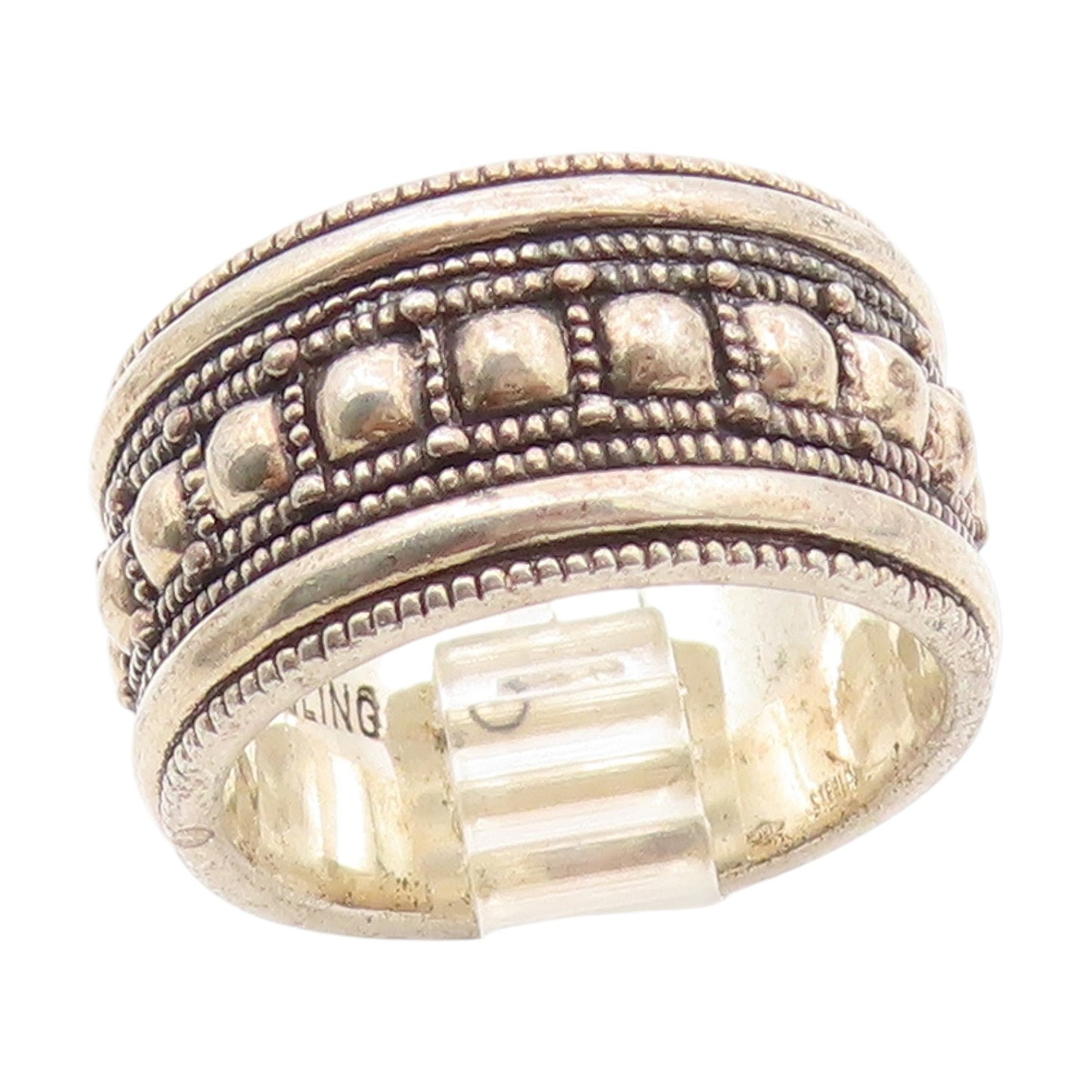 925 Sterling Silver Vintage Ring JUDITH JACK Beaded Rope Band  Sz 6.5  RG34552
