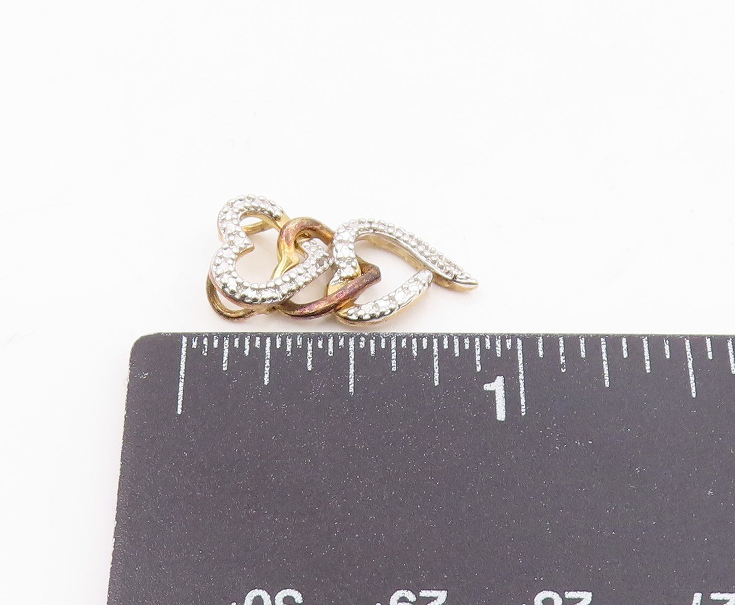 ROSS SIMON 925 Silver  Genuine Diamond Triple Love Hearts Pendant  PT9220